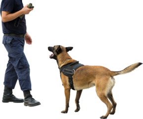 Malinois belgian shepherd guard the border. The border troops demonstrate the dog's ability to detect violations.