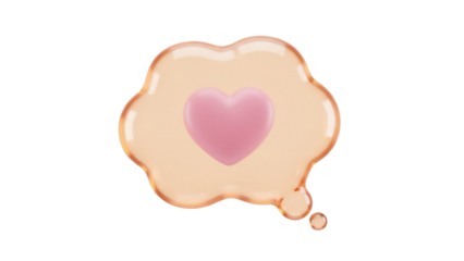 Isolated heart shape in cloud shaped frame, love message concept, romantic illustration