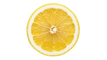 Isolated lemon slice, cross section revealing pulp detail, a vibrant citrus fruit, a tart flavor