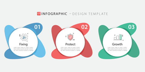 Business infographic template. 3 Step timeline journey. Process diagram, 3 options on white background, Infograph elements vector illustration.