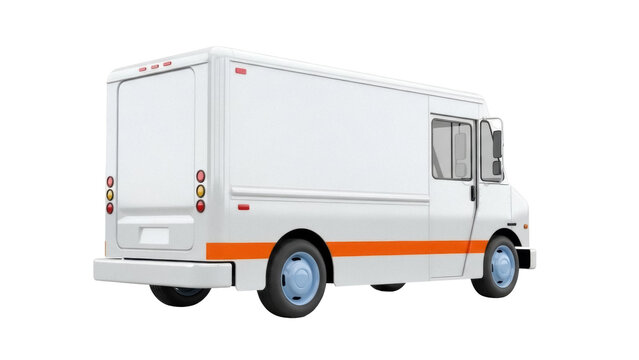 Isolated Parcel Delivery Truck, Commercial Vehicle, Step Van for Shipping and Transportation