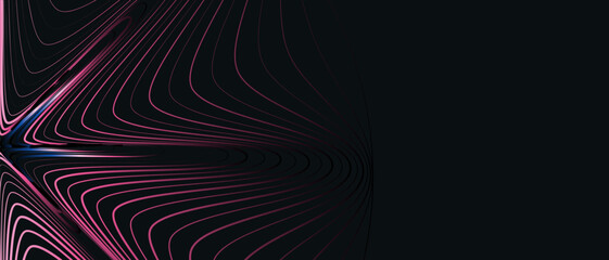 Abstract gradient line curves on dark background.