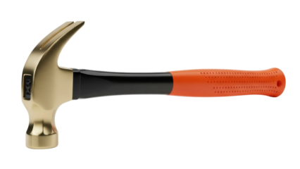 Isolated claw hammer with a black and orange handle used for home and professional construction