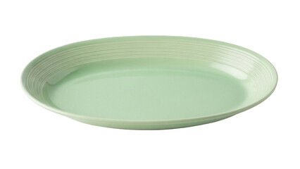 Isolated oval serving dish in pistachio green, minimalist design for food presentations
