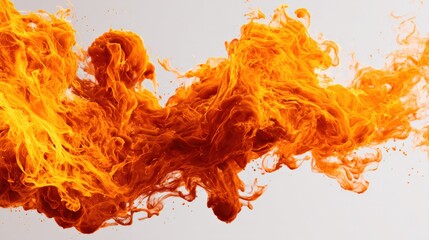 Vibrant Orange Flames on White Background
