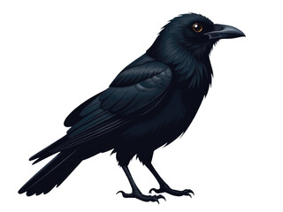Fototapeta premium A black bird stands on a white surface.transparent background