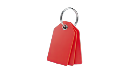 Red Key Tags on a Silver Ring - Isolated