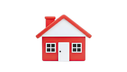 Red House Illustration on White Background
