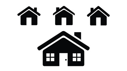Set of four black house icons for real estate concepts