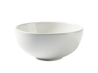 A white ceramic bowl sits on a flat surface.transparent background