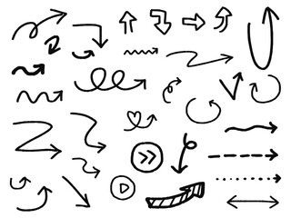 シンプルな手描き矢印の素材セット