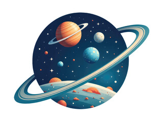 A planet with a prominent ring system visible in this image.transparent background