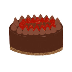 いちごのチョコレートケーキのイラスト
