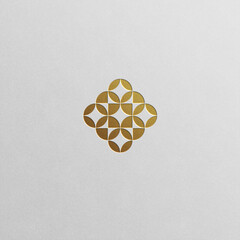 Flower pattern symbol in luxury gold shades.