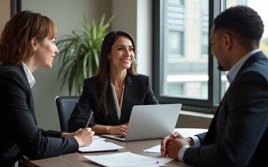 Obraz premium business businesswoman office mature middle aged group woman portrait corporate manager black businessperson teamwork team partner. High quality