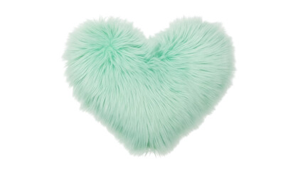 Fluffy heart-shaped pillow in mint green isolated PNG, soft plush cushion for Valentine s Day decor and cozy home accents