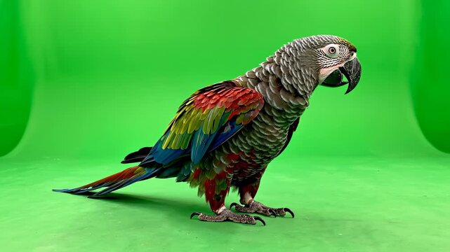 Mesmerizing video of a colorful macaw parrot displaying its vibrant feathers and unique features