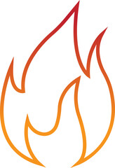 Fire icon with flame symbols in gradient, line, style, burning heat blaze energy illustration for safety warning hazard UI design and emergency graphics
