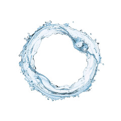 Circular water splash with droplets isolated on a transparent background circle