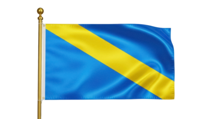Flag of Saint Lucia PNG isolated on transparent background, national symbol with blue and yellow colors, Caribbean island country