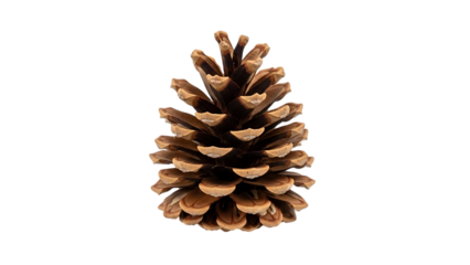 Brown pine cone with open scales on black background