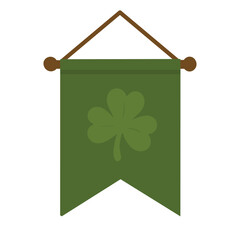 Green banner with shamrock symbol for Saint Patrick festive Irish vector clipart illustration.