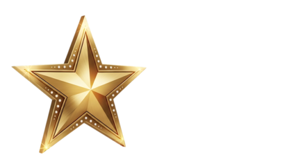 Golden five pointed star with diamonds on black background