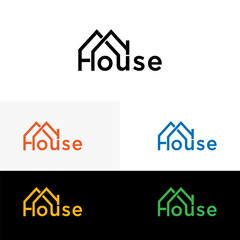 Typography Text House, Building Construction House Architects Logo Design, house logo concept