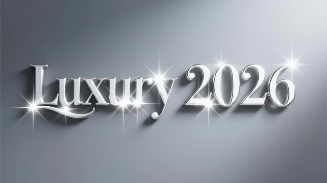 Luxury 2026 concept with elegant silver text and sparkling effects
