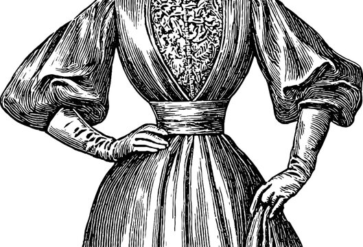 Victorian era aristocratic lady portrait in vintage hand drawn style