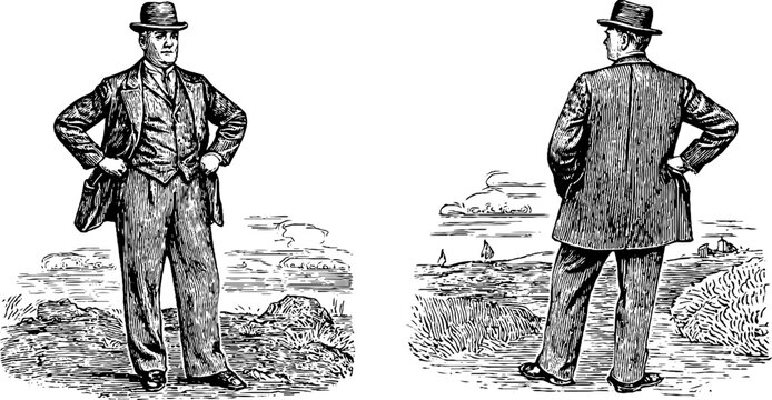 Vintage 1950s greaser full body silhouette in leather jacket for retro design