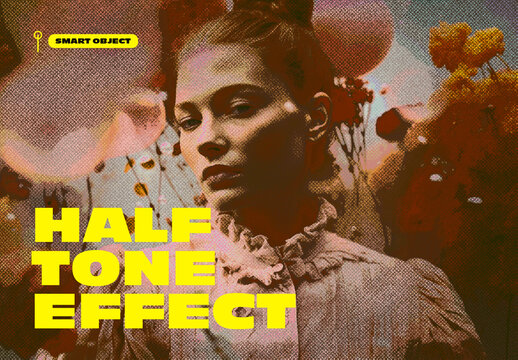 Vintage Halftone Photo Effect Template for Retro Poster and Graphic Design Projects