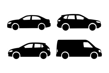 Silhouettes of various vehicle types: sedan, suv, hatchback, van.