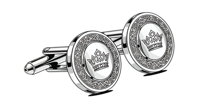 Elegant silver cufflinks with a royal crown emblem, symbolizing luxury and sophistication.