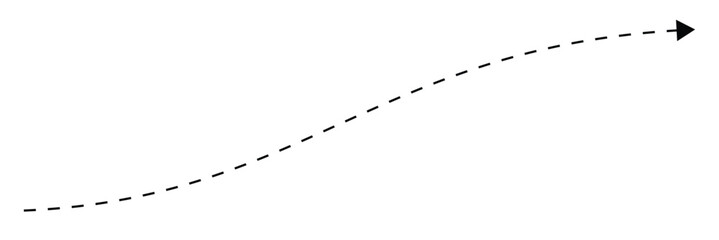 Long squiggle dashed, dotted line arrow vector icon on white background. Vector Illustration.