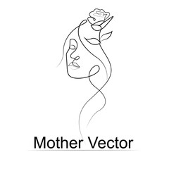  black and white handdrawn line art style mom and baby illustration art