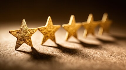 Golden stars arranged in a row symbolizing achievement and success