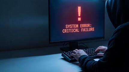 Cybersecurity Threat Concept: Critical System Failure on Computer Screen