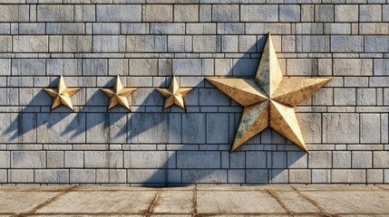 Metallic stars against brick wall achievement success and positive feedback