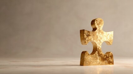 Golden puzzle piece against a soft backdrop for conceptual representation