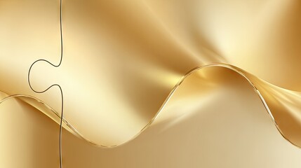 Abstract gold background with flowing fabric and puzzle element graphic