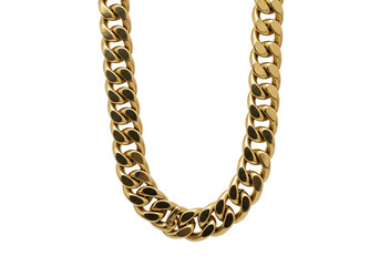 Obraz premium Gold chain necklace in luxurious style with bright metallic finish on white background for jewelry advertisement isolated on white background