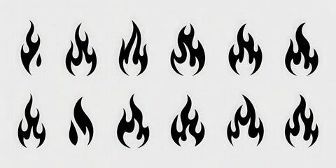 Flame Tattoo Style Seamless Icon Pattern.