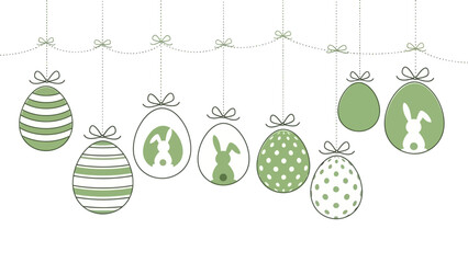 Easter eggs with various patterns and bunny