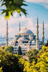 Blue Mosque Istanbul with Golden Dome and Minarets