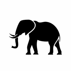 Fototapeta premium Silhouette of a Large African Elephant Walking.