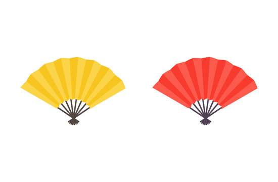 黄色と赤の扇子のアイコンセット