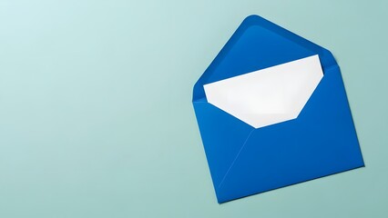 Blue envelope with white paper