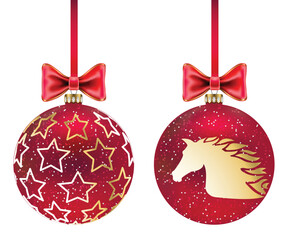 Christmas red balls, year of the horse