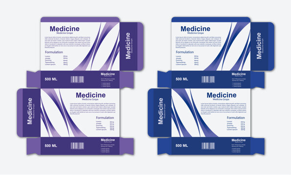 Medicine box packaging template in vector format. Print-ready and editable, suitable for tablets, capsules, or other health supplements. Professional layers and die-cut-ready layout for easy use.